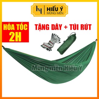 [TẶNG 4M DÂY] Võng dù Thái Lan 2 lớp mát rượi khổ siêu lớn dài 2m1 rộng 1m5 - ẢNH THẬT | Mùng mền Hiếu Ý