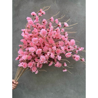 lcành đào râu trang trí hoa vải lụa