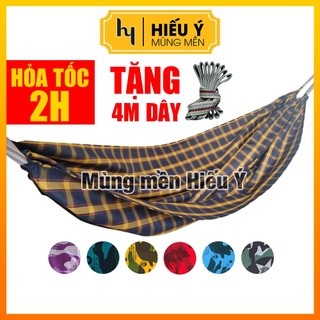 [TẶNG 4M DÂY] Võng vải dài 2m2 siêu rộng mát mẻ (Giao màu ngẫu nhiên) | Mùng mền Hiếu Ý