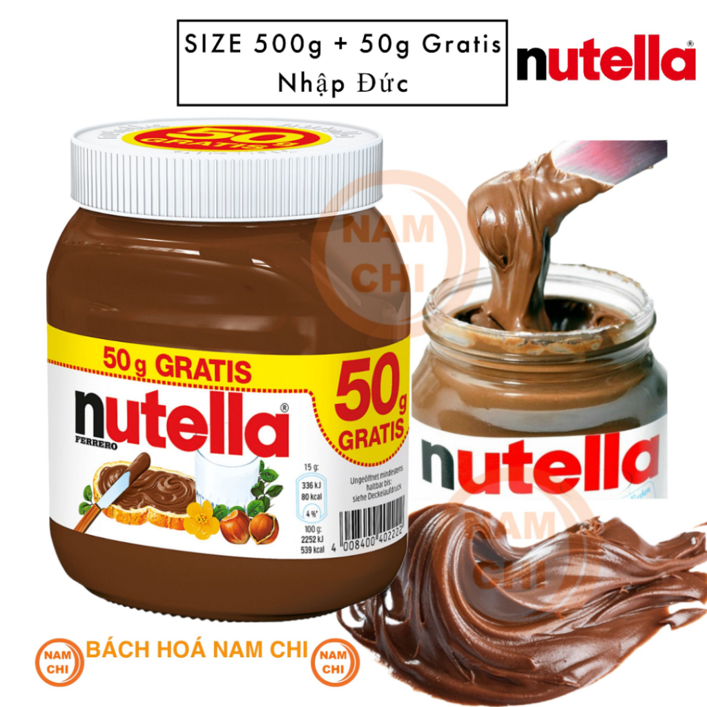 [HÀNG ĐỨC] BƠ PHẾT NUTELLA 450g Hạt Phỉ Socola - HŨ THỦY TINH 450g