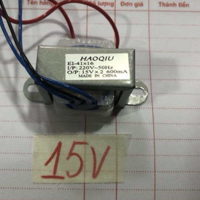 Biến áp đối xứng 15V-15V( 600mA)