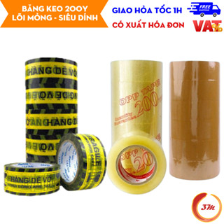 Băng Keo Băng Dính Trong/ Đục/ Dễ Vỡ 4.8cm Cây 6 Cuộn 200Y