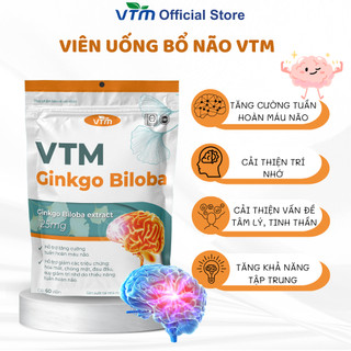 Viên uống bổ não VTM Ginkgo Biloba giảm hoa mắt, chóng mặt, tăng cường tuần hoàn máu - 60 viên