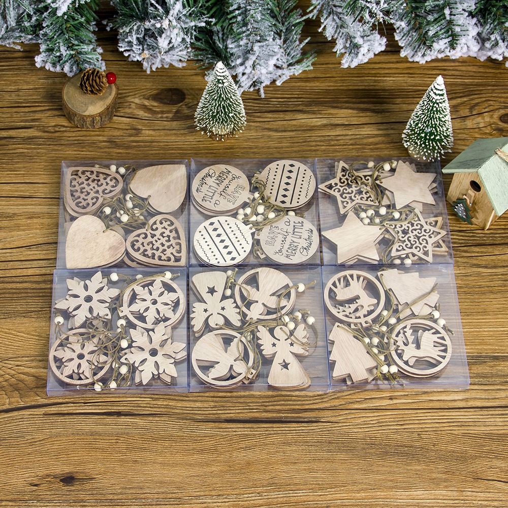 Set 12 Hình Treo Gỗ GT58 Trang Trí Noel Phụ Kiện Giáng Sinh
