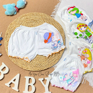 (8-16kg) Quần đùi phồng cotton mềm mịn trắng in hình dễ thương cho bé gái - JOU (katydang)
