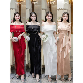 Váy lụa trễ vai hothit về bù hàng ạ Sz: SML-XL 580k