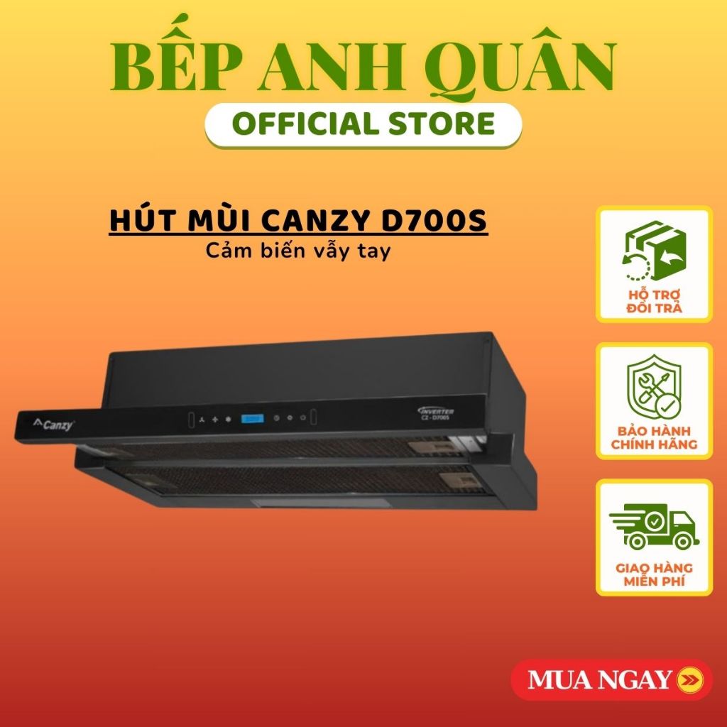 Hút mùi nhà bếp Canzy D700S, Hút mùi âm tủ , Cảm biến vẫy tay, Thiết kế sang trọng, Bảo hành chính hãng