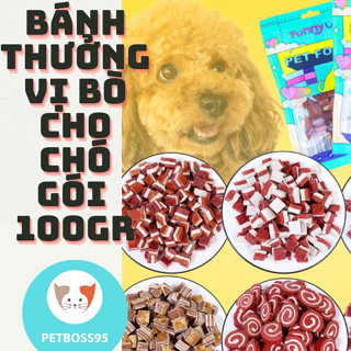 BÁNH THƯỞNG VỊ THỊT BÒ CHO CHÓ 100GRAM, ĐỒ ĂN THÚ CƯNG, SNACK CHO CHÓ (GIAO NGẪU NHIÊN VỊ)