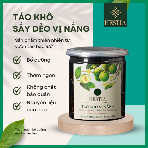 Táo khô Vị Nắng táo xanh Ninh Thuận 250g sấy dẻo ít ngọt bổ dưỡng vị chua HESTIA