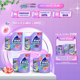 Combo Túi nước giặt xả MaxKleen 2.4kg/2.2kg + Túi nước lau sàn MaxKleen 600g