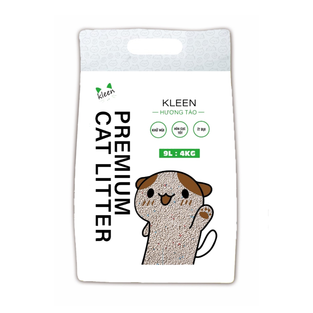 Combo 2 túi Cát Mèo Kleen túi 9l , Cát Vệ Sinh Mèo Kleen Siêu Vón Cục Túi Có Tay Cầm Mới