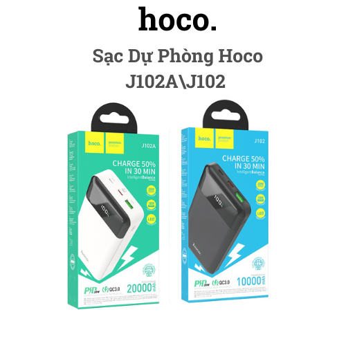 Hoco Chính Hãng - Sạc Dự Phòng Hoco J102A 20000mAh/ J102 10000mah Sạc Nhanh 20w