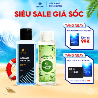 Combo Dung Dịch Vệ Sinh Nam & Nữ Bergami Tinh Chất Trầu Trà Mùi Hương Nước Hoa Khử Mùi 24H 130ml/chai