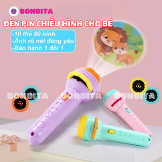Đèn pin chiếu hình 80 hình động vật nghộ nghĩnh 3d sắc nét cho bé 1 2 3 4 tuổi