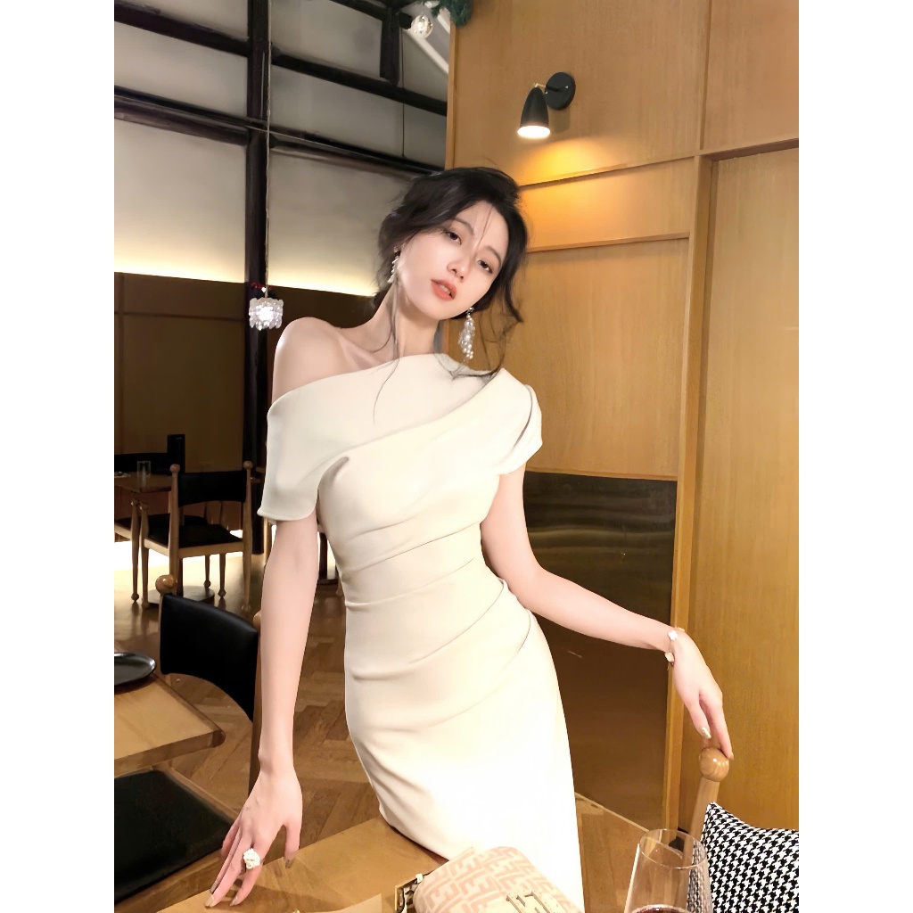 Váy body trễ vai thiết kế BIGSIZE dáng bút chì, đầm dự tiệc sự kiện chất Gold Nhật cách điệu sang chảnh Shi Shang | BigBuy360 - bigbuy360.vn