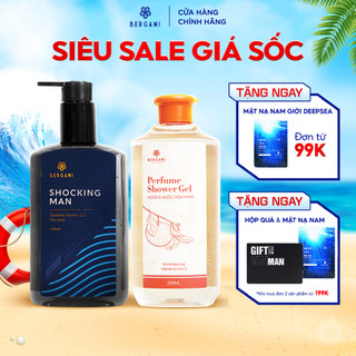 Combo sữa tắm nước hoa nam bergami shocking man 330ml/chai và sữa tắm nữ vitamin c 330ml/chai