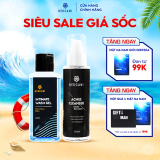 Combo Quà Tặng Nam, Sữa Rửa Mặt Nam Bùn Khoáng Bergami 100ml và Dung Dịch Vệ Sinh Nam 130ml