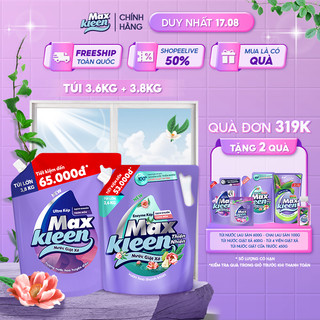 Combo 2 Túi nước giặt xả MaxKleen Thiên nhiên 3.6kg + Huyền diệu 3.8kg