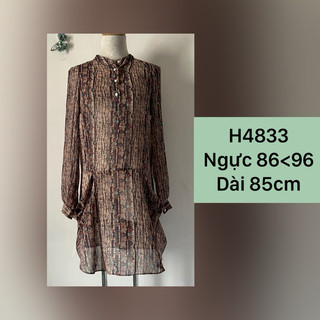H4833 đầm hoạ tiết Hàn 2hand váy vintage si