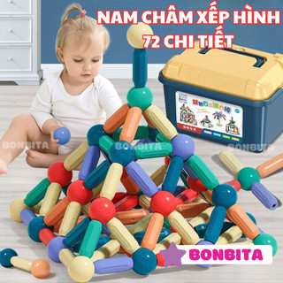 Đồ chơi montessori xếp hình nam châm cho bé 72 chi tiết giáo dục an toàn cho bé