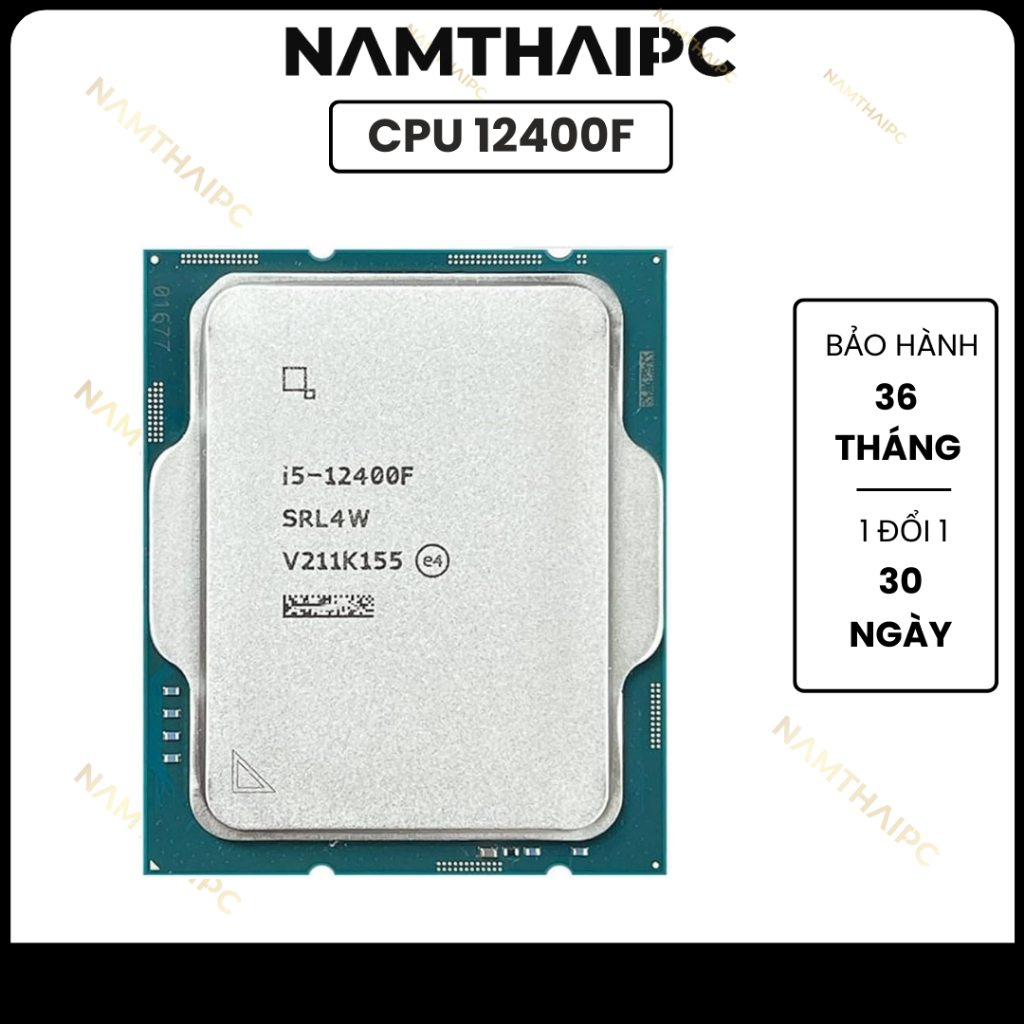 CPU Intel Core I5 12400F Tray Không Fan (LGA 1700, 4.4Ghz, 6 nhân 12 luồng, 18MB Cache, 65W)