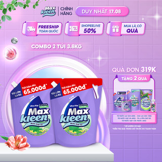 Combo 2 túi nước giặt xả maxkleen hương vườn sớm mai 3.8kg/túi