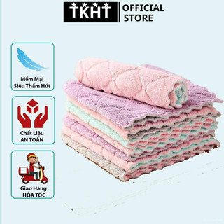 Set 10 Khăn Lau Đa Năng Bếp, Bát Đĩa, Cốc Chén Thấm Nước Chống Dính Dầu Mỡ Hai Mặt Lau Tay  (1000851)