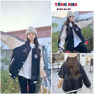 Áo khoác bomber nam nữ phối viền tay thêu chữ tay R siêu hot 2024 thời trang unisex - TONGKHO