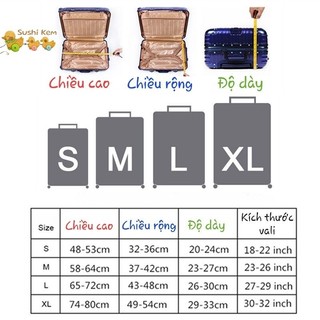 Túi bọc vali đủ size, Vỏ trùm vali