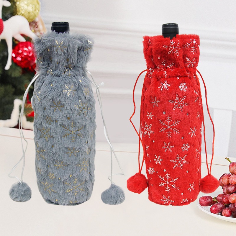 Túi Lông Trang Trí Chai Lọ Túi Đựng Quà Noel N35 Phụ Kiện Giáng Sinh