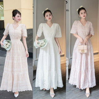 Váy thô cổ tim cúc bọc Sz: SML-XL 640k