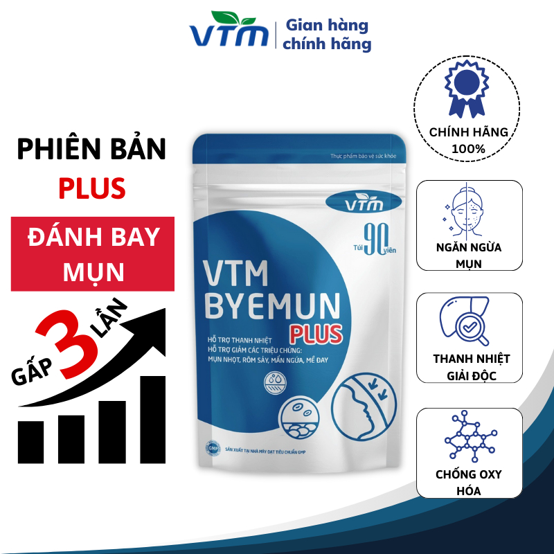 Viên Uống Feelex Vtm Byemun Plus Hỗ Trợ Giảm Mụn Nhọt, Rôm Sẩy, Mề Đay, Thanh Nhiệt, Giải Độc - Gói 90 Viên
