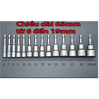 Đầu Chụp Bulong Bắn Vít Lục Giác Có Nam Châm Dài 65mm Các Kích Cỡ 6 - 19mm
