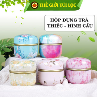 Hộp đựng trà hình cầu PHUKIENTUILOC, chất liệu thiếc, kích cỡ nhỏ gọn-nhiều hoạ tiết sang trọng