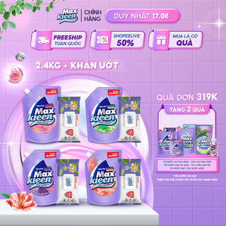 Combo Túi Nước Giặt Xả 2.4kg + Khăn Lau Bề Mặt Đa Năng 30M MaxKleen