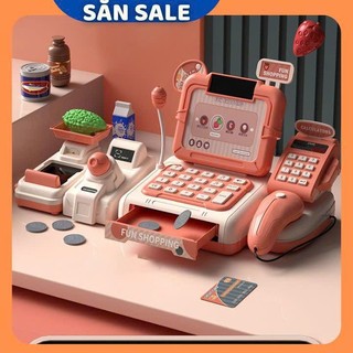 Đồ Chơi Máy Tính bán hàng Siêu Thị Điện Tử Phiên Bản Biết Nói ,Hát Cao Cấp (Hồng Phấn)