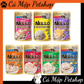 Pate cho mèo Nekko, Pate cho mèo lớn Nekko đủ vị túi 70gr [12 túi]