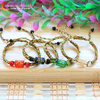 Vòng tay chỉ ngũ sắc khắc chữ kinh phật lu thống Omani
