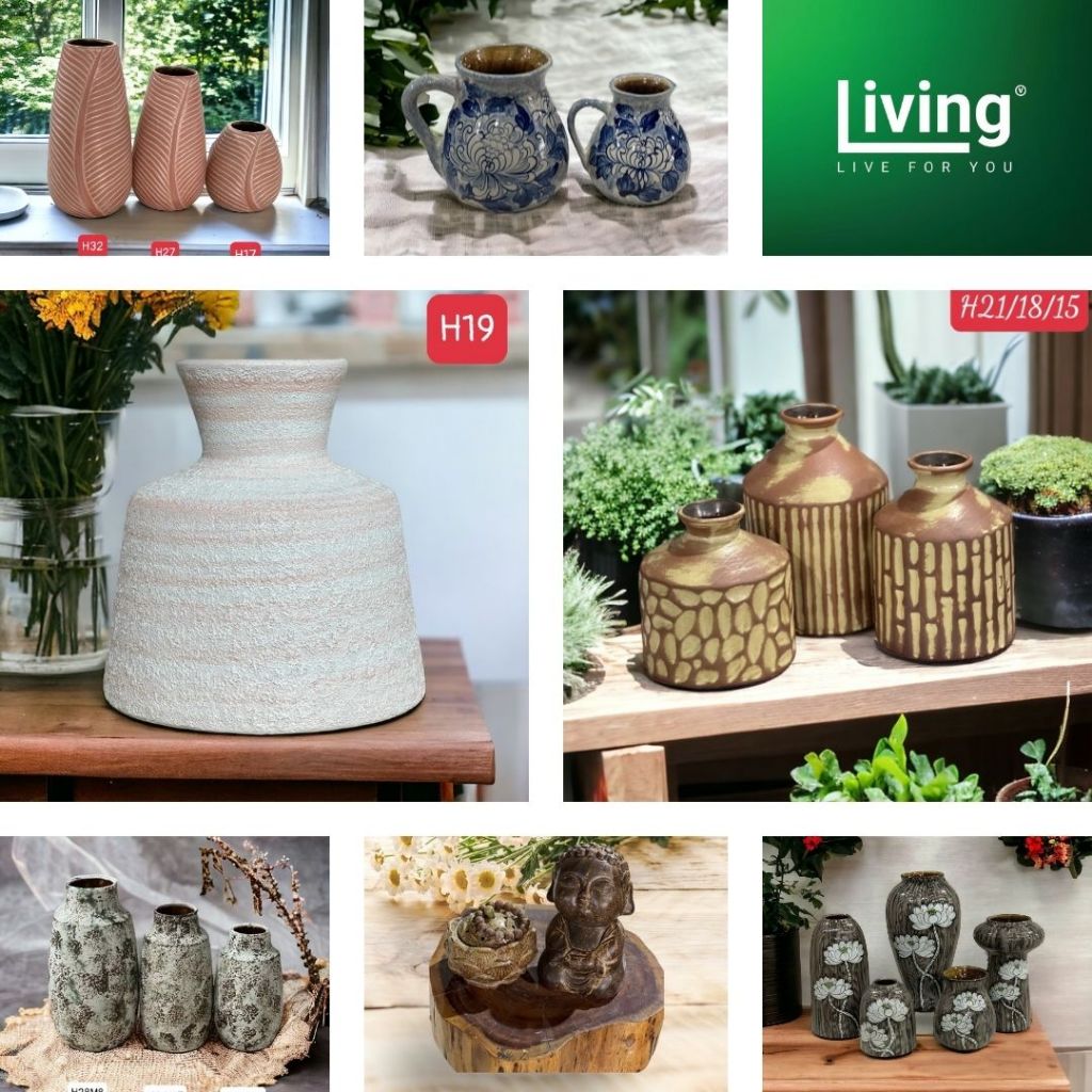 Lọ hoa gốm sứ Bát Tràng decor, cắm hoa, để bàn , bình hoa đẹp nhiều mẫu | Living Decor