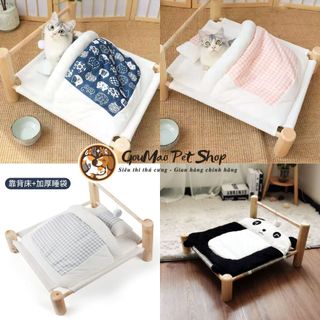 😴 [ GOUMAO ] Giường ngủ gỗ cao cấp dành cho thú cưng, chó, mèo : giường nệm 😴