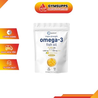 Micro Ingredients Omega3, Dầu Cá Hàm Lượng Cao, Giảm Mỡ Máu, Trí Não Minh Mẫn