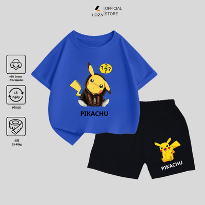 Bộ đồ bé trai in hình Pokemon size từ 15-40kg - Set đồ bé trai Loza Kids SB108
