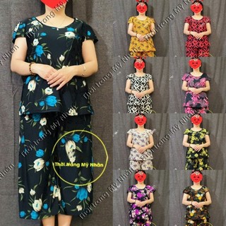 Đồ bộ thun lạnh trung niên hoa đẹp