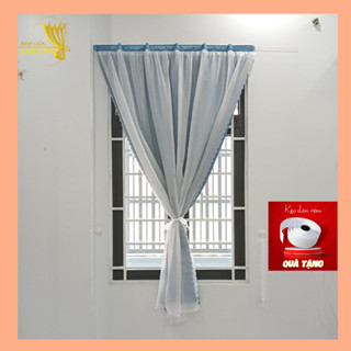 Rèm cửa dán tường 2 lớp voan trắng trang trí cửa sổ phòng khách dễ lắp đặt