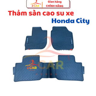Thảm Lót sàn cao su đúc xe Honda City 2015- 2022, 2023,2024 Hàng Cao su đúc theo xe cao cấp, Mẫu Nissin tổ ong chữ trắng