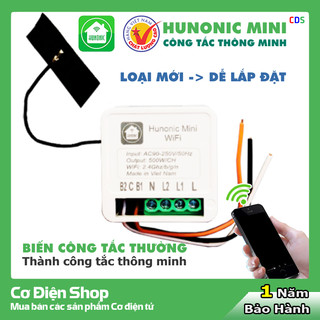 Công tắc wifi hunonic mini 2 kênh 500w/kênh - lắp sau công tắc âm tường - điều khiển bằng điện thoại