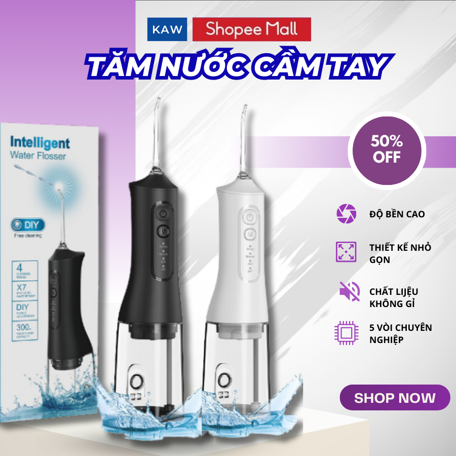 Tăm Nước Cầm Tay Điều Chỉnh 4 Chế Độ Thế Hệ Mới, Vệ Sinh Răng Miệng, Làm Sạch Sâu Mảng Bám