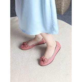 Giày Búp Bê Bệt Da Bò Thật Siêu Êm Gắn Nơ Pixie X424