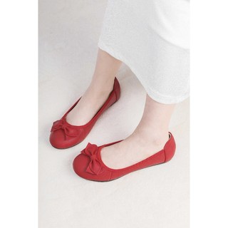 Giày Búp Bê Bệt Da Bò Thật Siêu Êm Gắn Nơ Pixie X424