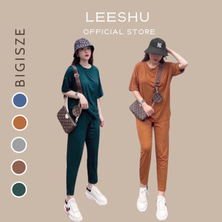 Bộ đồ tay cộc Bigsize vải thun lạnh cao cấp siêu mát áo cộc quần dài ủ kem❤Leeshu❤ chất liệu mềm mát co giãn đi tập